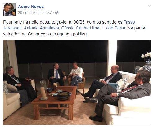 Janot reforça pedido de prisão de Aécio com foto postada no Facebook