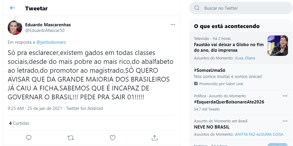 Bolsonaro repercute fala de desembargador de MS defensor da cloroquina